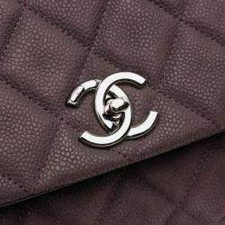 Pre Owned Chanel Purple Quilted Iridescent Caviar Lady Pearly Flap Bag