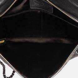 Pre Owned Chanel Black Quilted Laminated Fabric Chain Evening Crossbody Bag