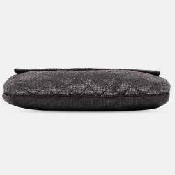 Pre Owned Chanel Black Quilted Laminated Fabric Chain Evening Crossbody Bag