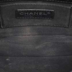 Pre Owned Chanel Black/White Stripe Plexiglass And Patent Leather East/West Boy Brick Flap Bag