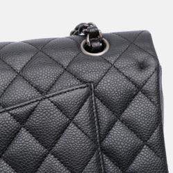 Pre Owned Chanel Black Medium Classic Caviar Double Flap