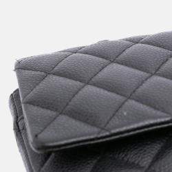 Pre Owned Chanel Black Medium Classic Caviar Double Flap