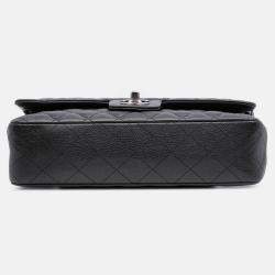 Pre Owned Chanel Black Medium Classic Caviar Double Flap