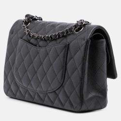Pre Owned Chanel Black Medium Classic Caviar Double Flap