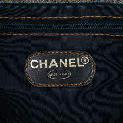 Pre Owned Chanel Blue Small CC Stitched Denim Tote