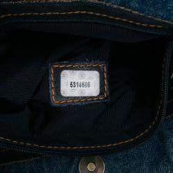 Pre Owned Chanel Blue Small CC Stitched Denim Tote