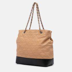 Pre Owned Chanel Brown Large Quilted Iridescent Calfskin VIP Tote