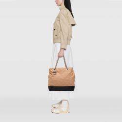 Pre Owned Chanel Brown Large Quilted Iridescent Calfskin VIP Tote