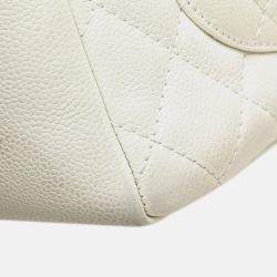 Pre Owned Chanel White Caviar Grand Shopping Tote