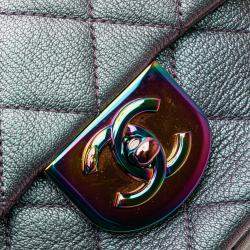 Pre Owned Chanel Purple Small Iridescent Goatskin Double Carry Waist Chain Flap