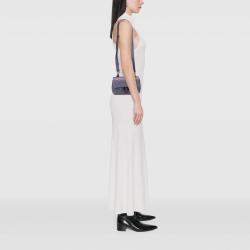 Pre Owned Chanel Purple Small Iridescent Goatskin Double Carry Waist Chain Flap