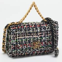 Pre Owned Chanel Multicolor Quilted Tweed 19 Wallet on Chain