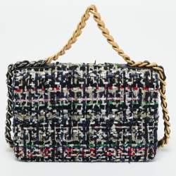 Pre Owned Chanel Multicolor Quilted Tweed 19 Wallet on Chain