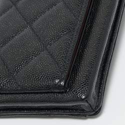 Pre Owned Chanel Black Quilted Caviar Leather Phone Holder Crossbody Bag