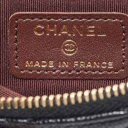Pre Owned Chanel Black Quilted Caviar Leather Phone Holder Crossbody Bag