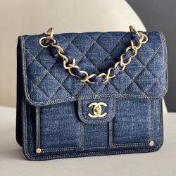 Pre Owned Chanel 23S Denim Messenger Shoulder Bag