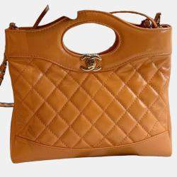Pre Owned Chanel 31 Orange Quilted Leather Handbag