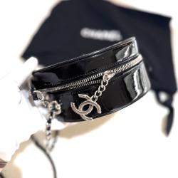 Pre Owned Chanel Round CC Patent Leather Glitter Shoulder Bag