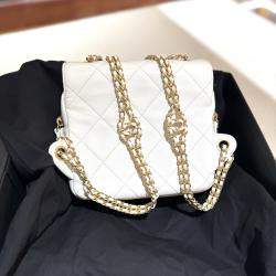 Pre Owned Chanel Ado White Quilted Leather Backpack