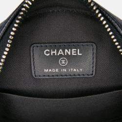 Pre Owned Chanel Blue Caviar Striped CC Filigree Round Crossbody