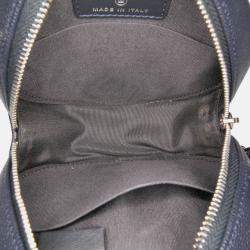 Pre Owned Chanel Blue Caviar Striped CC Filigree Round Crossbody