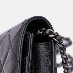 Pre Owned Chanel Black Lambskin Coco Boy Wallet On Chain