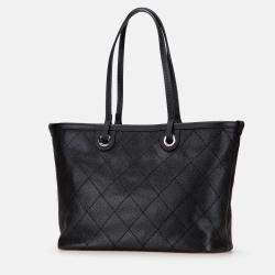 Pre Owned Chanel Black CC Caviar Wild Stitch On The Road Tote