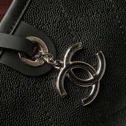 Pre Owned Chanel Black CC Caviar Wild Stitch On The Road Tote