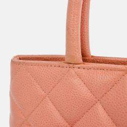 Pre Owned Chanel Pink Calfskin Medallion Tote Handbag