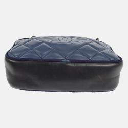 Pre Owned Chanel Blue Navy Lambskin Ballerine Camera Bag
