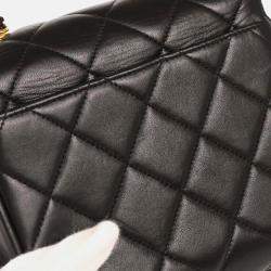 Pre Owned Chanel Black Lambskin Shoulder Bag