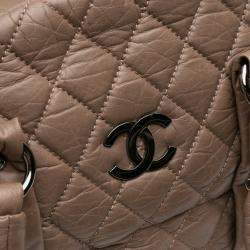 Pre Owned Chanel Brown Distressed Lambskin Lady Braid Bowler Bag