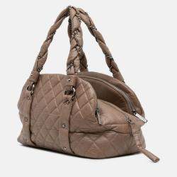 Pre Owned Chanel Brown Distressed Lambskin Lady Braid Bowler Bag