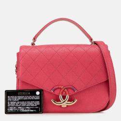 Pre Owned Chanel Pink Small Caviar Paris Cuba Thread Around Flap