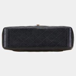 Pre Owned Chanel Coco Mark Deca Matelasse 34 Black Leather Chain Shoulder Bag