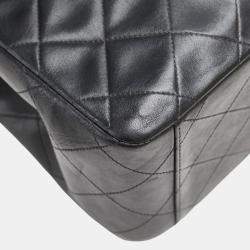 Pre Owned Chanel Coco Mark Deca Matelasse 34 Black Leather Chain Shoulder Bag