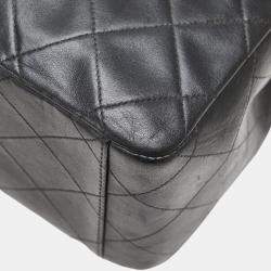 Pre Owned Chanel Coco Mark Deca Matelasse 34 Black Leather Chain Shoulder Bag