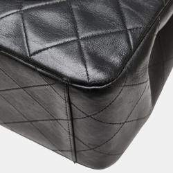 Pre Owned Chanel Coco Mark Deca Matelasse 34 Black Leather Chain Shoulder Bag