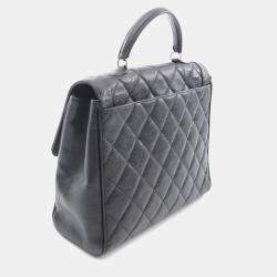 Pre Owned Chanel Matelasse Black Calfskin Leather Handbag 