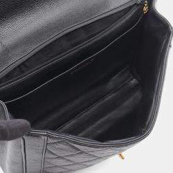 Pre Owned Chanel Matelasse Black Calfskin Leather Handbag 