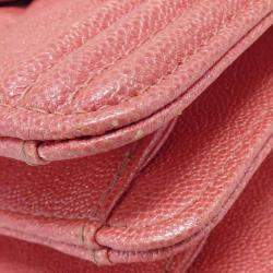 Pre Owned Chanel Boy Line Pink Calf Leather Shoulder Bag