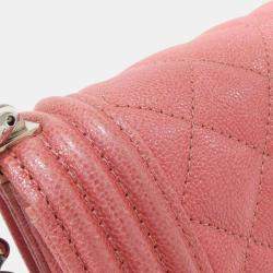 Pre Owned Chanel Boy Line Pink Calf Leather Shoulder Bag