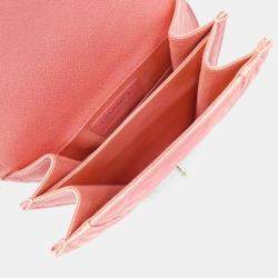 Pre Owned Chanel Boy Line Pink Calf Leather Shoulder Bag
