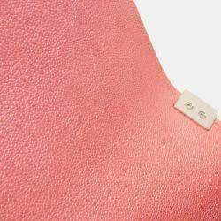 Pre Owned Chanel Boy Line Pink Calf Leather Shoulder Bag