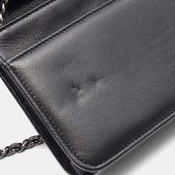 Pre Owned Chanel Coco Mark Black Leather Shoulder Bag