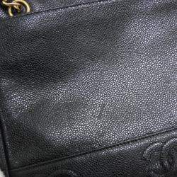 Pre Owned Chanel Black Grained Leather Shoulder Bag GHW