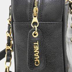 Pre Owned Chanel Black Grained Leather Shoulder Bag GHW