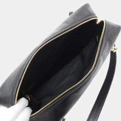 Pre Owned Chanel Black Grained Leather Shoulder Bag GHW