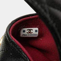 Pre Owned Chanel Mini Matelasse Coco Mark In Black Caviar Skin Waist Bag