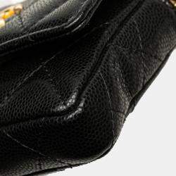Pre Owned Chanel Mini Matelasse Coco Mark In Black Caviar Skin Waist Bag